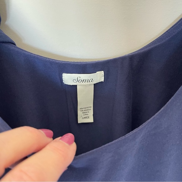 Soma Bliss Knit Cold Shoulder Navy Top SZ L - Picture 7 of 7